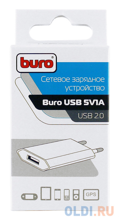 Сетевое зарядное устройство Buro TJ-164w,  USB,  5Вт,  1A,  белый - фото 3