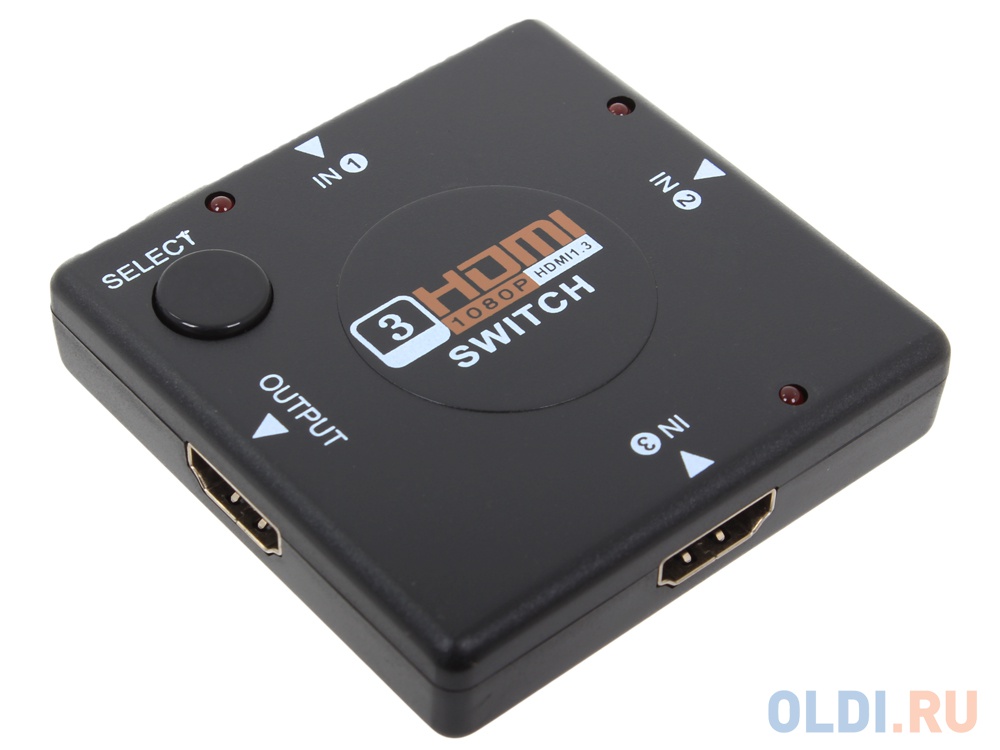 Разветвитель HDMI Switch Orient HS0301L(+) 3-in/1-out, HDMI 1.3b, HDTV 1080p/ 1080i/ 720p, HDCP1.2, питание от HDMI, черный пл.корпус