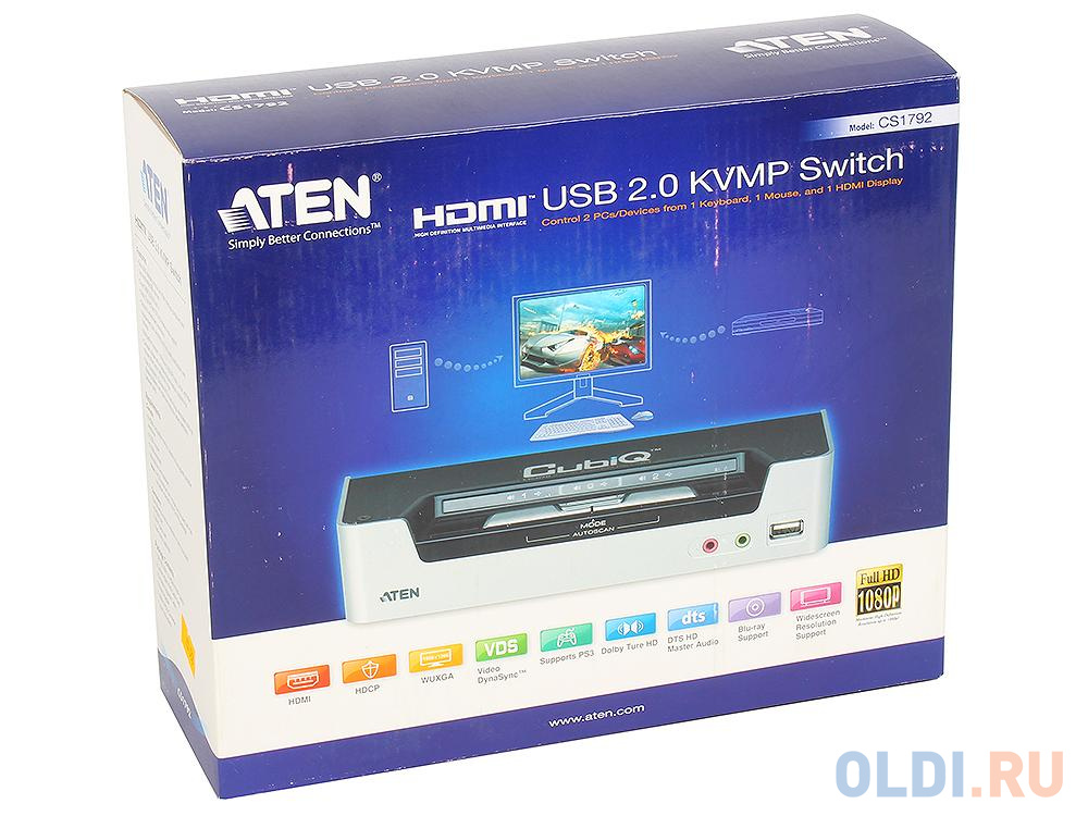 Переключатель KVM ATEN CS1792-AT-G 2-х портовый USB 2.0 HDMI KVMP™ - фото 6