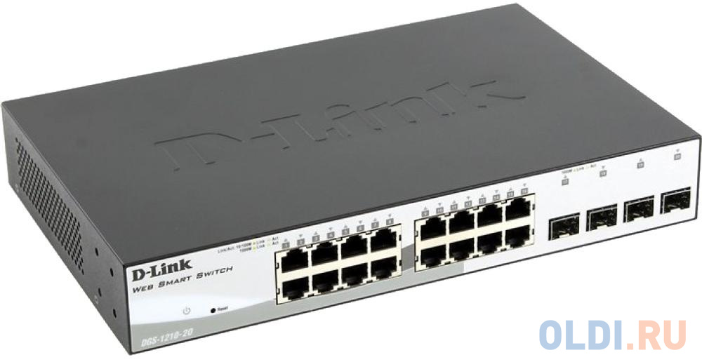 Коммутатор D-LINK DGS-1210-20/F1A управляемый 16 портов 10/100/1000Mbps коммутатор d link dgs 1210 52mpp e2a 48x1гбит с 4sfp 48poe 740w управляемый