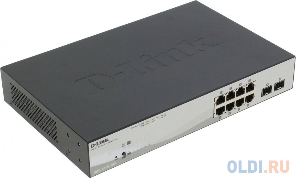 Коммутатор D-LINK DGS-1210-10P/F1A управляемый  8 портов 10/100/1000Mbps PoE 2x combo GbLAN/SFP от OLDI