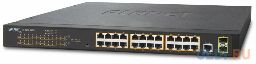 IPv4, 24-Port Managed 802.3at POE+ Gigabit Ethernet Switch + 2-Port 100/1000X SFP (300W) ибп ippon back verso 600 600va 300w 4 2 euro