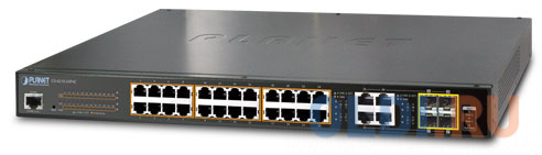 IPv6/IPv4, 24-Port Managed 802.3at POE+ Gigabit Ethernet Switch + 4-Port Gigabit Combo TP/SFP (220W) GS-4210-24P4C - фото 1