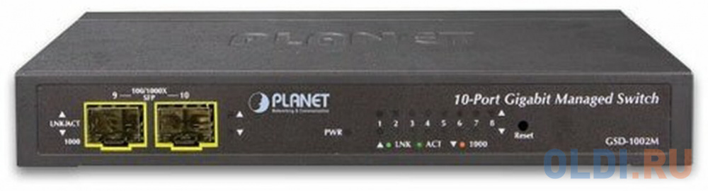 IPv4/IPv6 Managed 8-Port 10/100/1000Mbps + 2-Port 100/1000X SFP Gigabit Desktop Ethernet Switch (POE PD, External PWR) GSD-1002M - фото 1