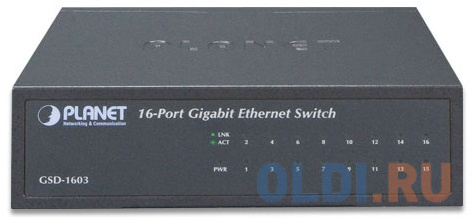 

16-Port 10/100/1000Mbps Gigabit Ethernet Switch (External Power) - Metal Case