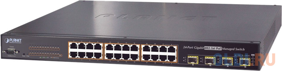 IPv6 L2+/L4 Managed 24-Port 802.3at PoE+ Gigabit Ethernet Switch + 4-Port Shared SFP (440W) planet 16 port gigabit 60w ultra poe managed injector hub – 600w