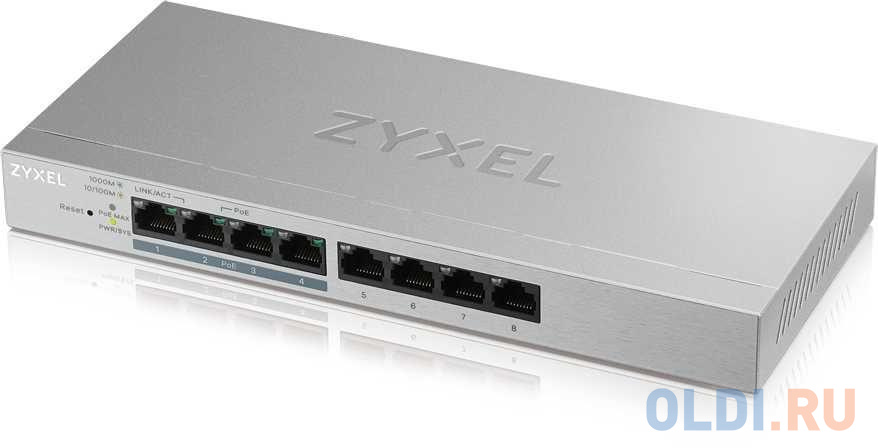 ZYXEL GS1200-8HP V2 8 Port Gigabit PoE+ webmanaged Switch, 4x PoE, 60 Watt GS1200-8HPV2-EU0101F - фото 1
