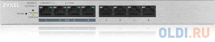 ZYXEL GS1200-8HP V2 8 Port Gigabit PoE+ webmanaged Switch, 4x PoE, 60 Watt GS1200-8HPV2-EU0101F - фото 2