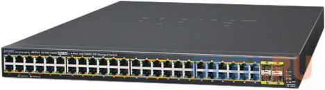 IPv6/IPv4, 48-Port Managed 802.3at POE+ Gigabit Ethernet Switch + 4-Port 100/1000X SFP (440W) planet 19 24 port 10 100 1000t 802 3at poe 2 port 1000x sfp unmanaged gigabit ethernet switch 220w