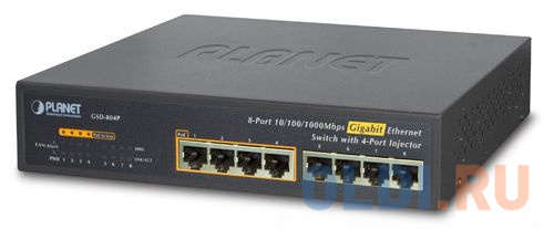 10&quot; 8-Port 10/100/1000 Gigabit Ethernet Switch with 4-Port 802.3at PoE+ Injector (60W PoE Budget, 200m Extend mode and fanless) от OLDI