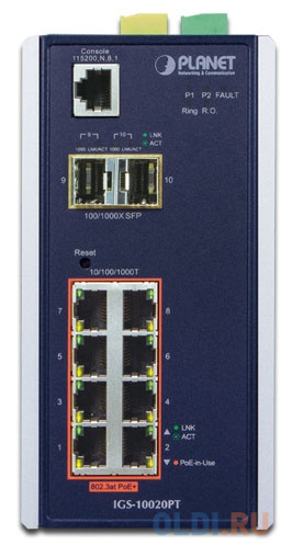 IP30 L2+ SNMP Manageable 8-Port Gigabit POE(Af) Switch + 2-Port Gigabit SFP Industrial Switch (-40 to 75 C), ERPS Ring Supported, 1588 фото