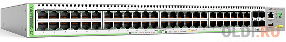 

Коммутатор Allied Telesis AT-GS980M/52PS-50 48G 4SFP 48PoE+ 740W
