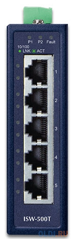 IP30 Compact size 5-Port 10/100TX Fast Ethernet Switch (-40~75 degrees C) ISW-500T - фото 3