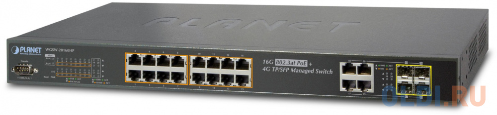 IPv6 Managed 16-Port 802.3at PoE Gigabit Ethernet Switch + 4-Port SFP (230W) planet 16 port gigabit 60w ultra poe managed injector hub – 600w