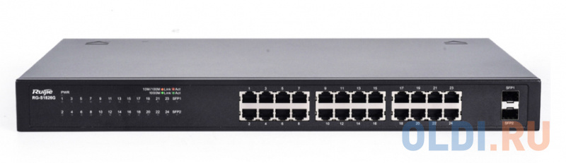 Коммутатор [RG-S1826G] Ruijie Networks RG-S1826G Неуправляемый коммутатор, 24 10/100/1000BASE-T, 2 GE SFP (не комбо) - фото 1