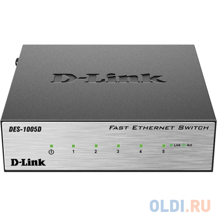 Коммутатор D-LINK DES-1005D/O2B неуправляемый 5 портов 10/100Mbps коммутатор d link des 1008p неуправляемый 8х10 100mbps