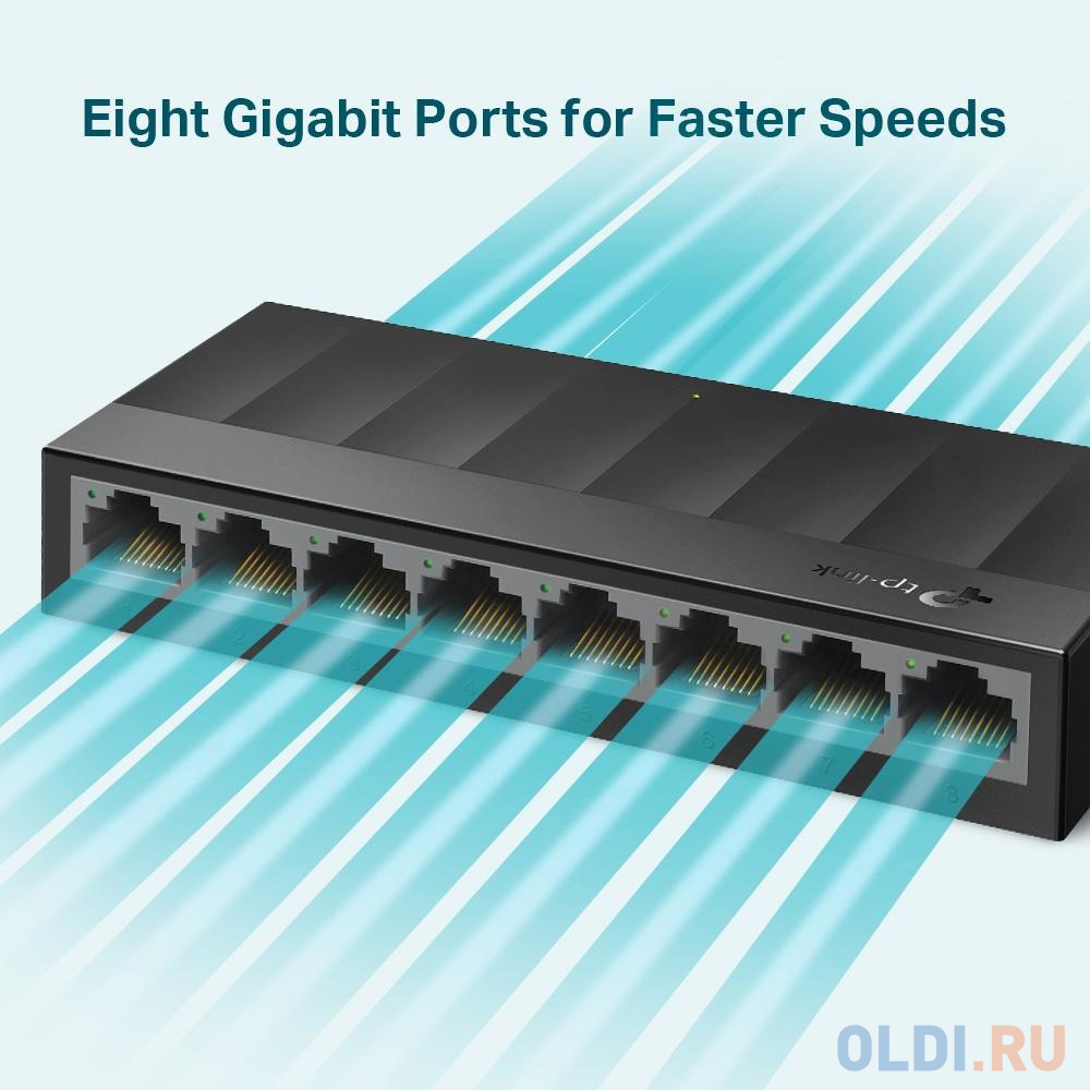 8 ports Giga Unmanaged switch, 8 10/100/1000Mbps RJ-45 ports, plastic shell, desktop and wall mountable LS1008G - фото 2