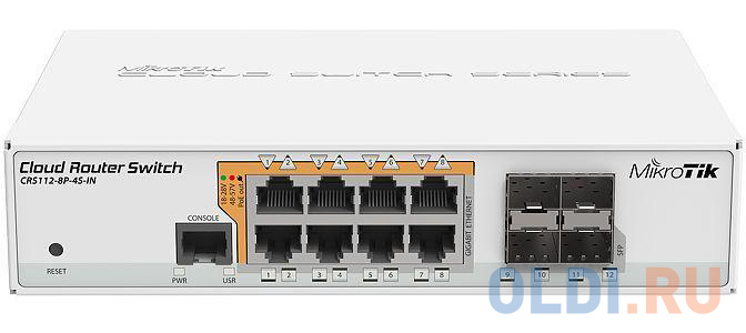Коммутатор MikroTik CRS112-8P-4S-IN управляемый 8 портов 10/100/1000Mbps - фото 1