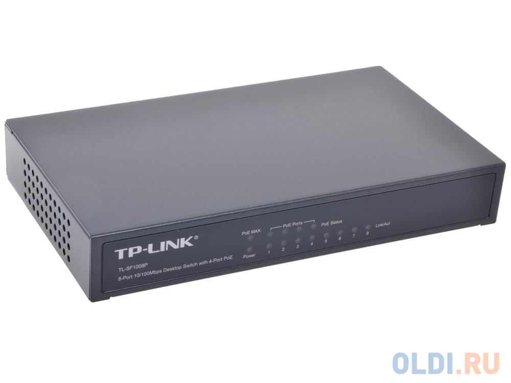Коммутатор TP-LINK TL-SF1008P 8-портовый 10/100 Мбит/с настольный коммутатор с 4 портами PoE