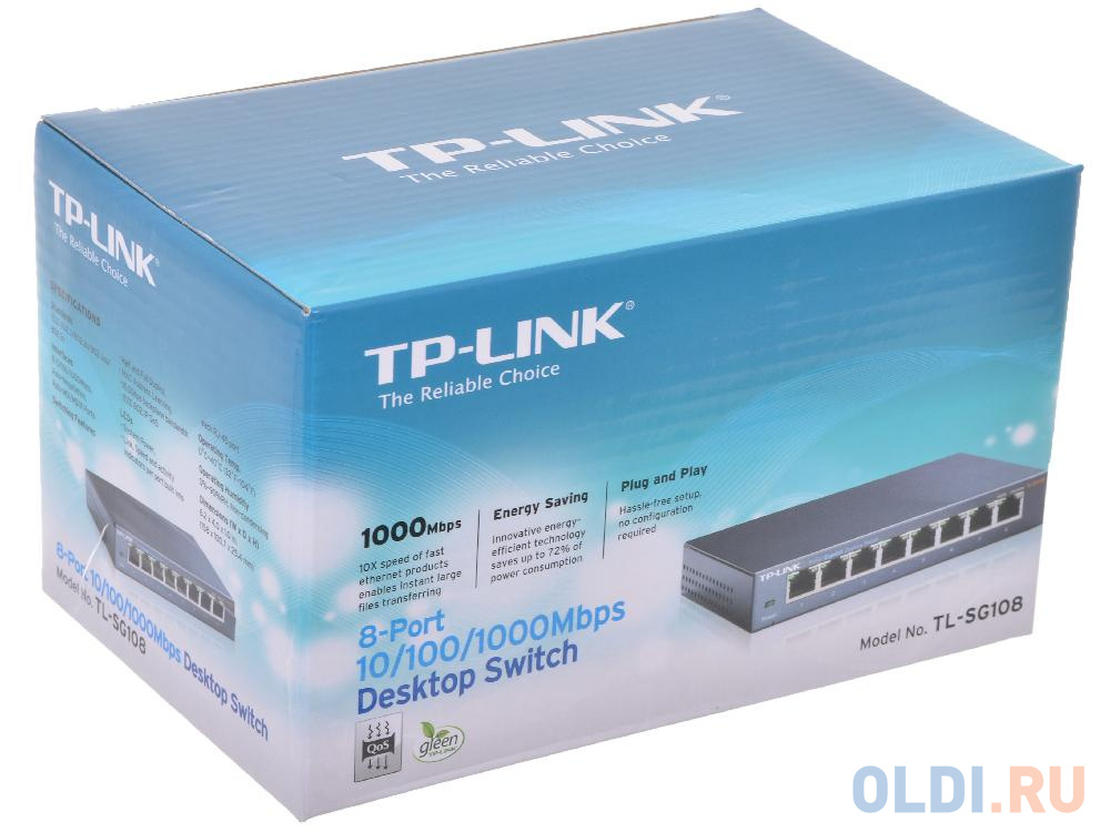 Коммутатор TP-LINK TL-SG108 Гигабитный настольный 8-портовый коммутатор фото