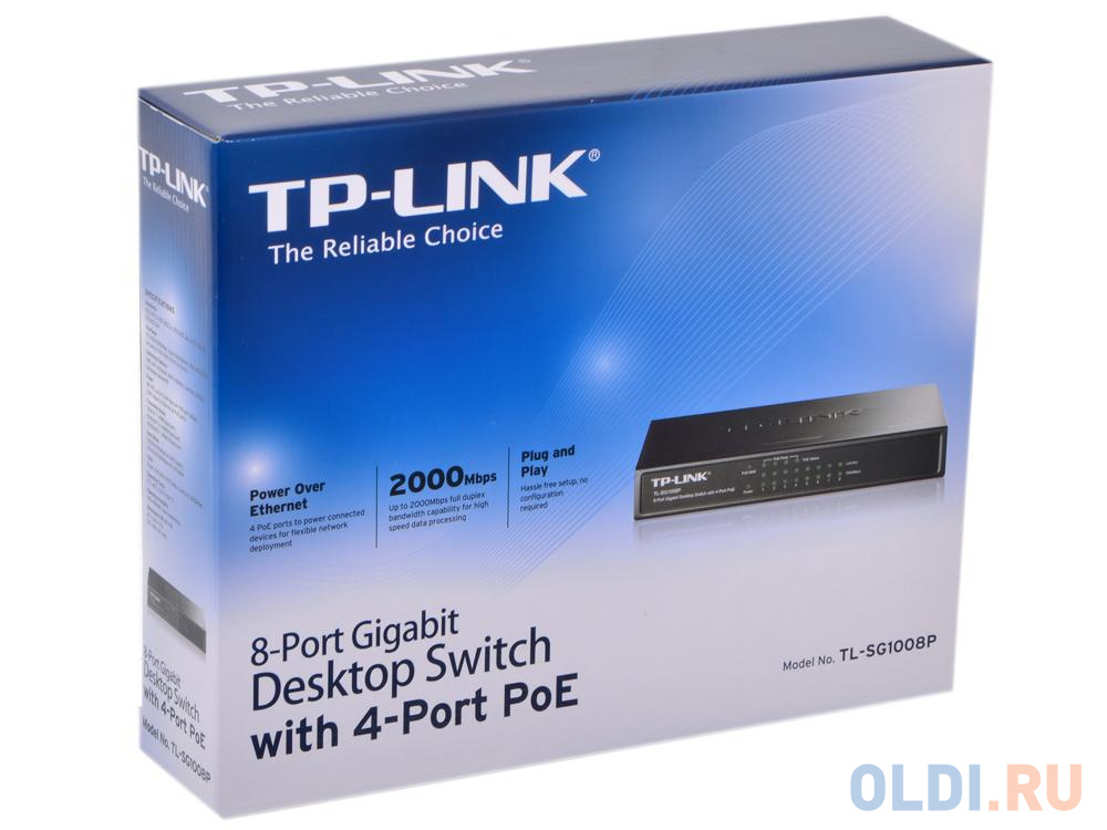 Коммутатор TP-LINK TL-SG1008P 8-портовый гигабитный настольный коммутатор с 4 портами РоЕ - фото 5