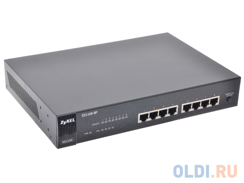 Коммутатор ZyXEL ES1100-8P 8-портовый коммутатор Fast Ethernet c 4 портами PoE - фото 1