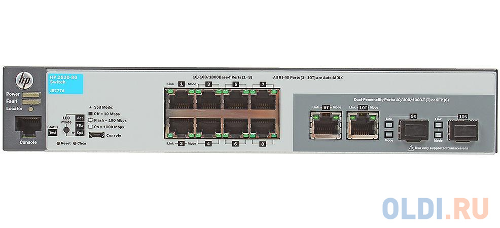 Коммутатор HP 2530-8G (J9777A) Управляемый коммутатор Layer 2 с 8 портами 10/100/1000 и 2 портами двойного назначения - фото 2