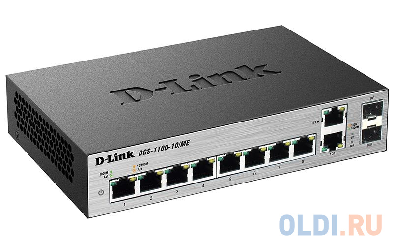 Коммутатор D-Link DGS-1100-10/ME/A1A Настраиваемый коммутатор 2 уровня с 8 портами 10/100/1000Base-T и 2 комбо-портами 100/1000Base-T/SFP