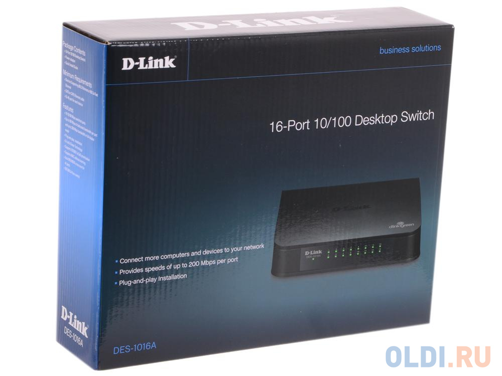 Коммутатор D-Link DES-1016A/E1B Неуправляемый коммутатор с 16 портами 10/100Base-TX и функцией энергосбережения DES-1016A/E1B - фото 5