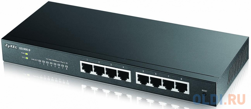 Коммутатор ZyXEL GS1900-8 Интеллектуальный коммутатор Gigabit Ethernet с 8 разъемами RJ-45 - фото 2