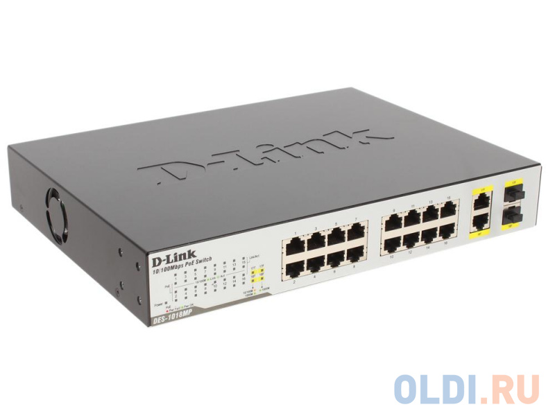 

Коммутатор D-Link DES-1018MP/A1A Неуправляемый коммутатор с 16 портами 10/100BASE-TX с поддержкой PoE, 2 комбо-портами 10/100/1000BASE-T/SFP и функцие