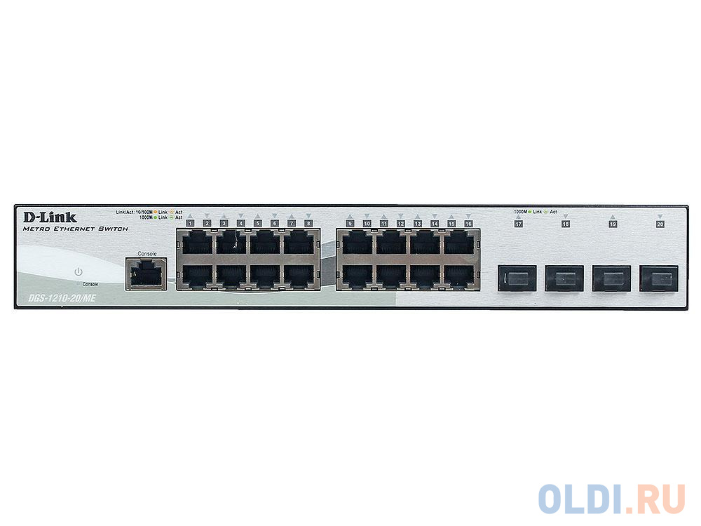 Коммутатор D-Link DGS-1210-20/ME/A1A Управляемый коммутатор 2 уровня с 16 портами 10/100/1000Base-T и 4 портами 1000Base-X SFP DGS-1210-20/ME/A1A - фото 3
