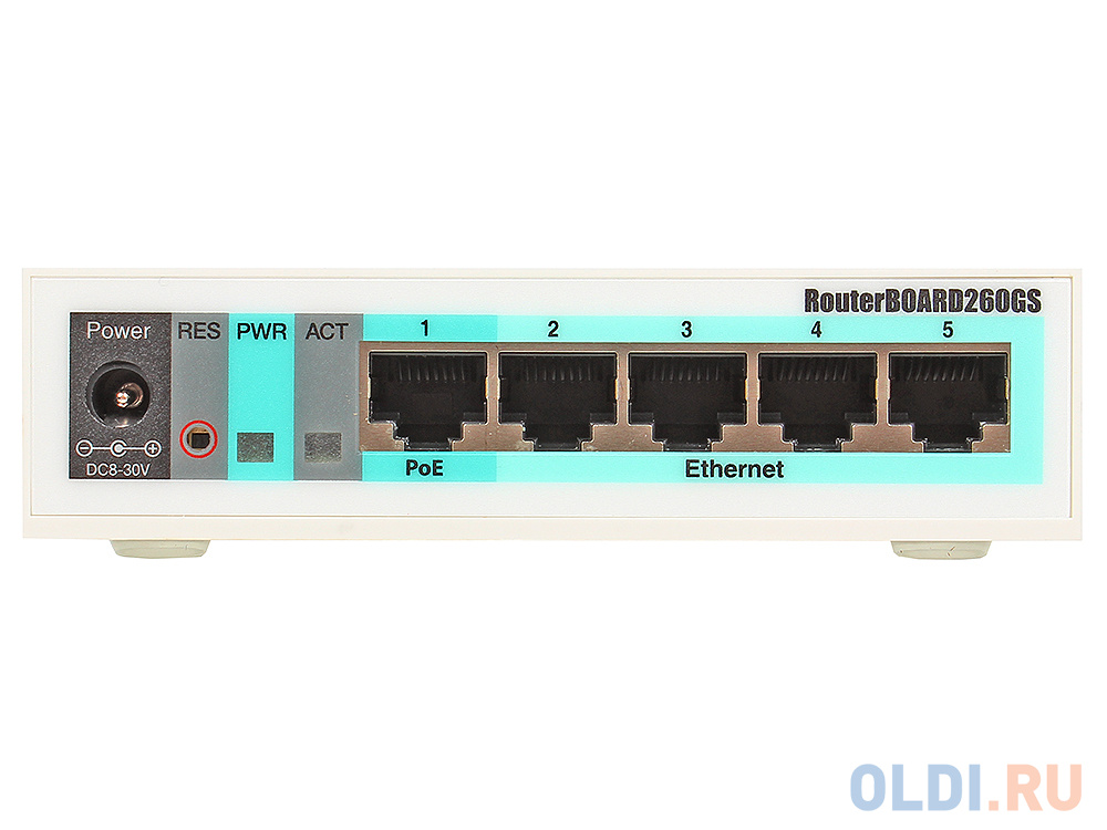 Коммутатор MikroTik CSS106-5G-1S RB260GS  with 5 Gigabit ports and SFP cage, SwOS, plastic case, PSU фото
