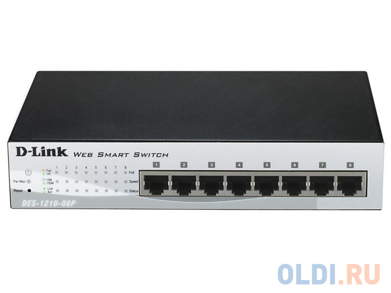Коммутатор D-LINK DES-1210-08P/C1A/C2A Настраиваемый коммутатор Web Smart с 8 портами 10/100Base-TX с поддержкой РоЕ DES-1210-08P/C1A - фото 1