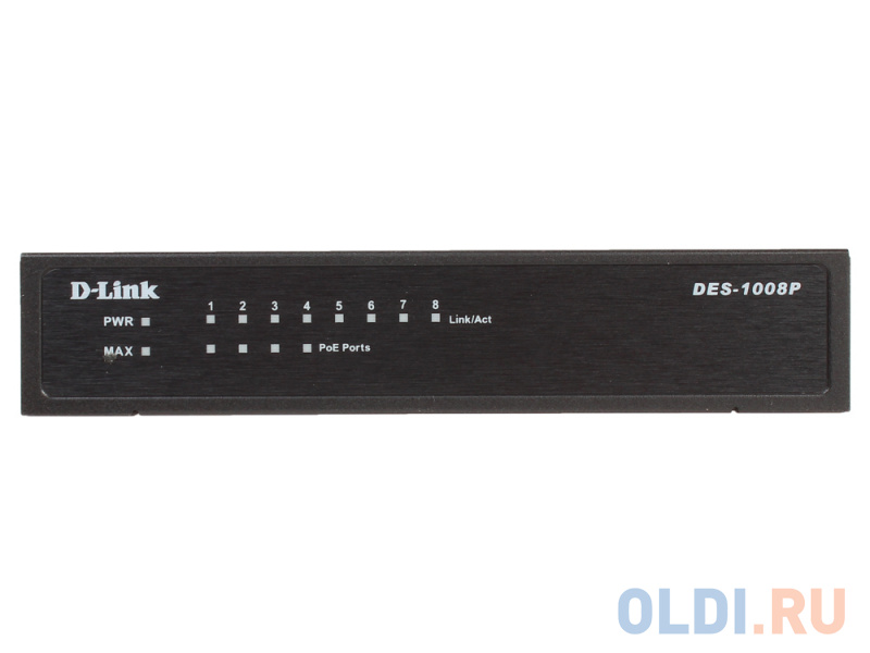 Коммутатор D-Link Switch DES-1008P/C1A Неуправляемый коммутатор с 8 портами 10/100Base-TX (4 порта с поддержкой PoE 802.3af (15,4 Вт), PoE-бюджет 52 В DES-1008P/C1A - фото 1