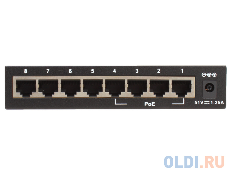 Коммутатор D-Link Switch DES-1008P/C1A Неуправляемый коммутатор с 8 портами 10/100Base-TX (4 порта с поддержкой PoE 802.3af (15,4 Вт), PoE-бюджет 52 В DES-1008P/C1A - фото 2