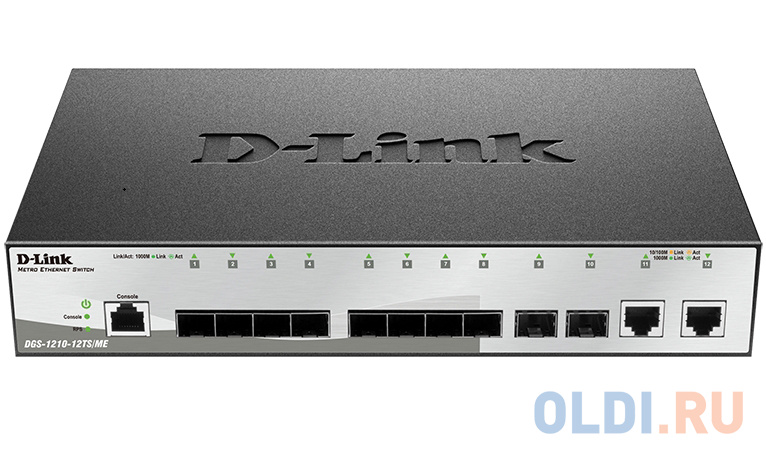 Коммутатор D-Link DGS-1210-12TS/ME/B1A Управляемый коммутатор 2 уровня с 10 портами 1000Base-X SFP и 2 портами 10/100/1000Base-T фото