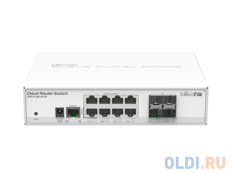 Коммутатор MikroTik CRS112-8G-4S-IN Cloud Router Switch 112-8G-4S-IN with QCA8511 400Mhz CPU, 128MB RAM, 8xGigabit LAN, 4xSFP, RouterOS L5, desktop ca фото