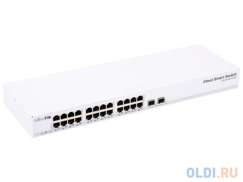 Коммутатор MikroTik CSS326-24G-2S+RM Cloud Smart Switch 326-24G-2S+RM with 24 x Gigabit Ethernet ports, 2x SFP+ cages, SwOS, 1U rackmount case, PSU CSS326-24G-2S+RM - фото 2