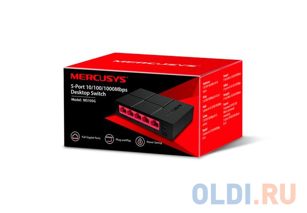 Коммутатор Mercusys MS105G 5-портовый 10/100/1000 Мбит/с настольный коммутатор - фото 4