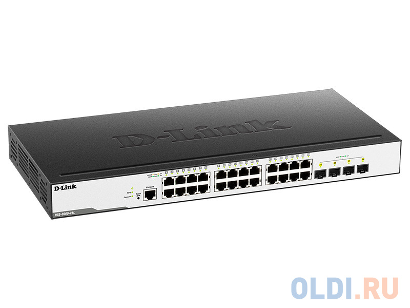 Коммутатор D-Link Switch DGS-3000-28L/B1A Управляемый коммутатор 2 уровня с 24 портами 10/100/1000Base-T и 4 портами 1000Base-X SFP DGS-3000-28L/B1A - фото 1