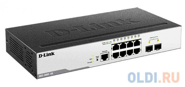 Коммутатор D-Link DGS-3000-10L/B1A Управляемый коммутатор 2 уровня с 8 портами 10/100/1000Base-T и 2 портами 1000Base-X SFP фото