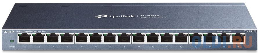 Коммутатор TP-LINK TL-SG116 16-портовый гигабитный настольный коммутатор tp link tl sl1311mp настольный коммутатор на 8 poe портов 10 100 мбит с и 3 гигабитных порта