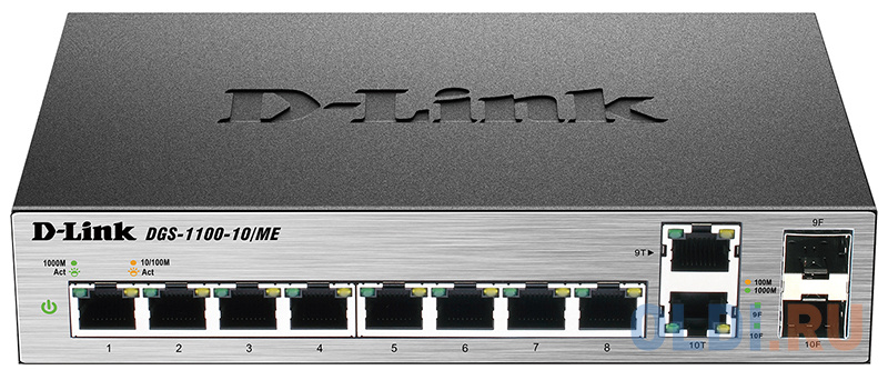 Коммутатор D-Link DGS-1100-10/ME/A2A Управляемый коммутатор 2-го уровня с 8 портами 10/100/1000Base-T и 2 комбо-портами 100/1000Base-T/SFP DGS-1100-10/ME/A2A - фото 4