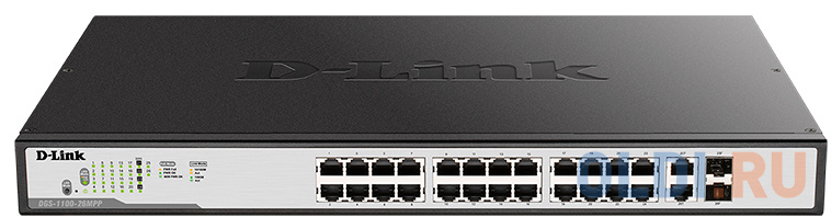 

Коммутатор D-Link DGS-1100-26MPP/C1A Настраиваемый коммутатор EasySmart с 24 портами 10/100/1000Base-T и 2 комбо-портами 100/1000Base-T/SFP (порты 1 –