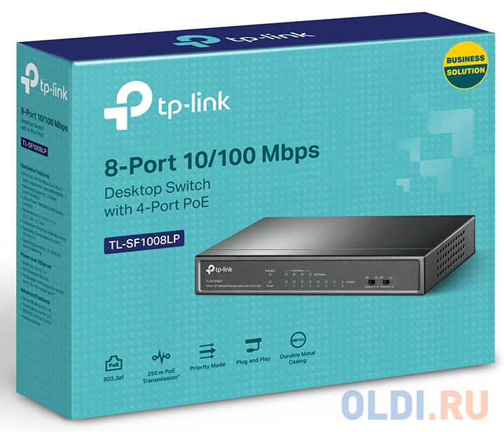 Коммутатор TP-Link TL-SF1008LP 8x100Mb 4PoE 41W неуправляемый фото