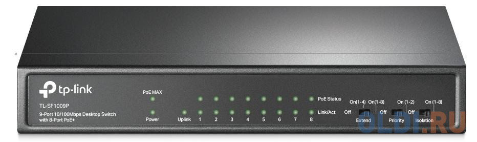Коммутатор TP-LINK TL-SF1009P d link dgs 1210 10 me b2a коммутатор 2 уровня с 8 портами 10 100 1000base t и 2 портами 1000base x sfp