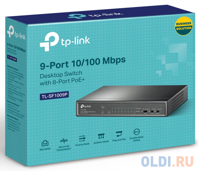 Коммутатор TP-Link TL-SF1009P 9x100Mb 8PoE+ 65W неуправляемый фото