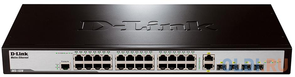 L2 Managed Switch with 24 10/100Base-TX ports and 2 100/1000Base-X SFP ports and 2 100/1000Base-T/SF, размер 441х207х44 мм DES-1228/ME/B1A DES-1228/ME/B1A - фото 1