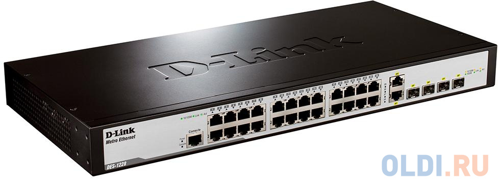 L2 Managed Switch with 24 10/100Base-TX ports and 2 100/1000Base-X SFP ports and 2 100/1000Base-T/SF, размер 441х207х44 мм DES-1228/ME/B1A DES-1228/ME/B1A - фото 2